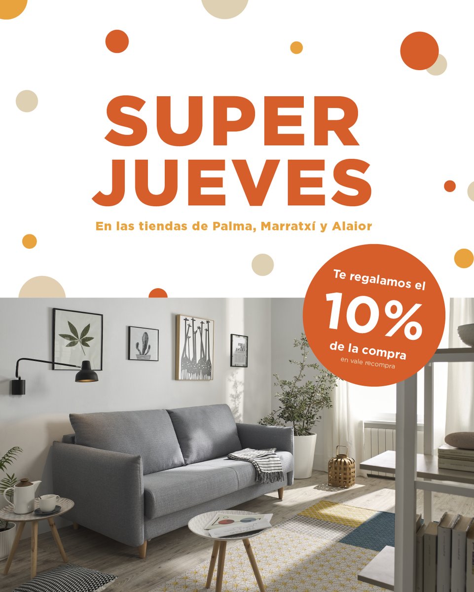 HIPER_MUEBLE's tweet photo. SUPER JUEVES ⚡️ ¡Te regalamos el 10% en toda la compra!

Este jueves 24 realiza una compra en una tienda de Hipermueble de Palma, Marratxí o Alaior y te regalamos el 10% de toda la compra en vale recompra.

#mobiliario #promocion #descuento #muebles #decoracion #interiorismo https://t.co/ODCgjL0Aze