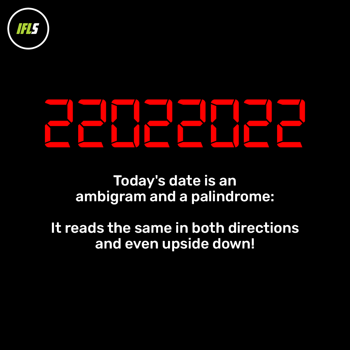 IFLScience's tweet photo. Happy Twosday! Why Numbers Like 2/22/22 Have Been Too Fascinating For Over 2,000 Years
https://t.co/PNyPFNFlsb https://t.co/jgc9bEHBzM