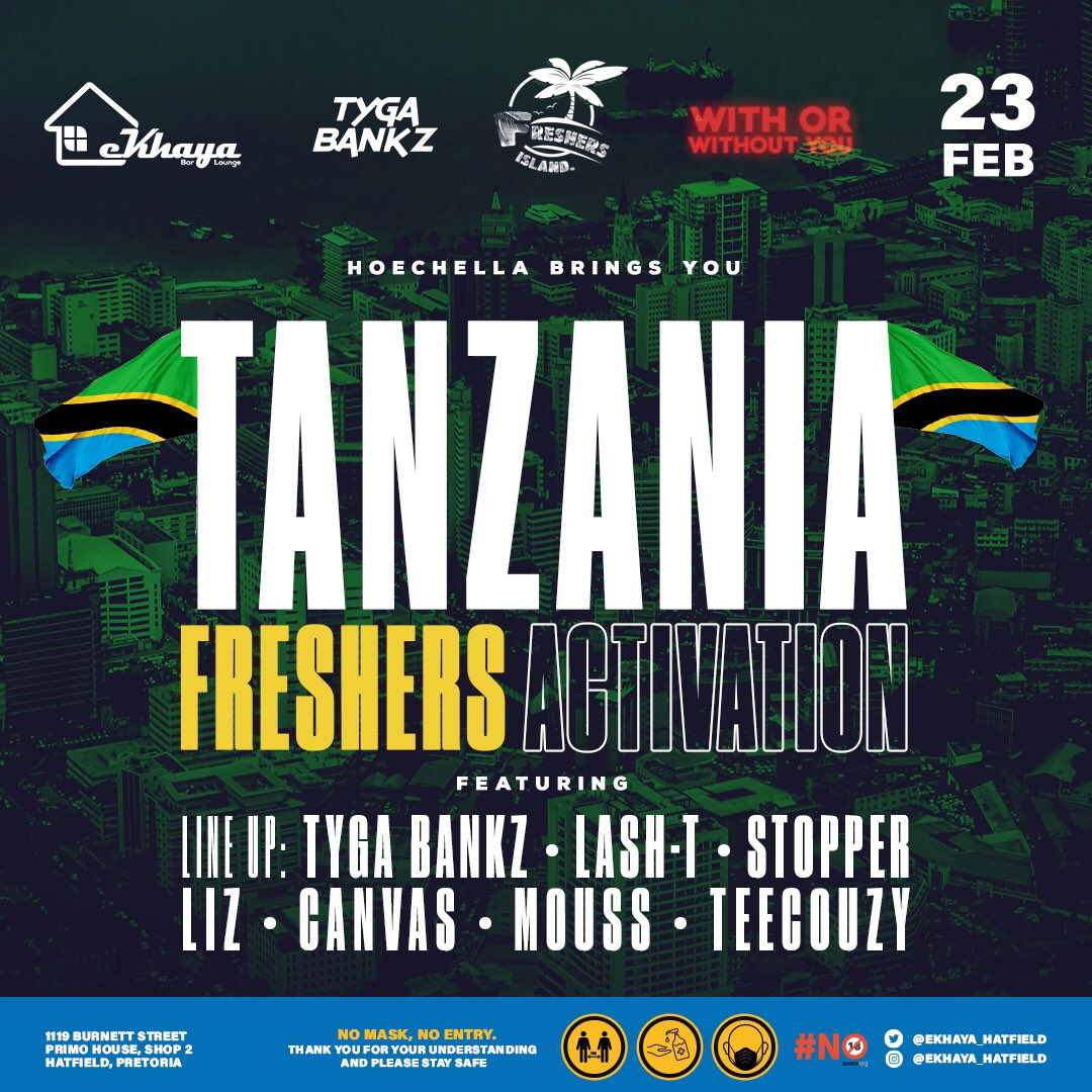 ekhaya_hatfield's tweet photo. 🟢 EKHAYA STUDENT NIGHTS 🟢

TANZANIA FRESHERS ACTIVATION comes to Burnett Street. @HoechellaEvents get the streets hopping again. https://t.co/rmZ0T0Wg9U
