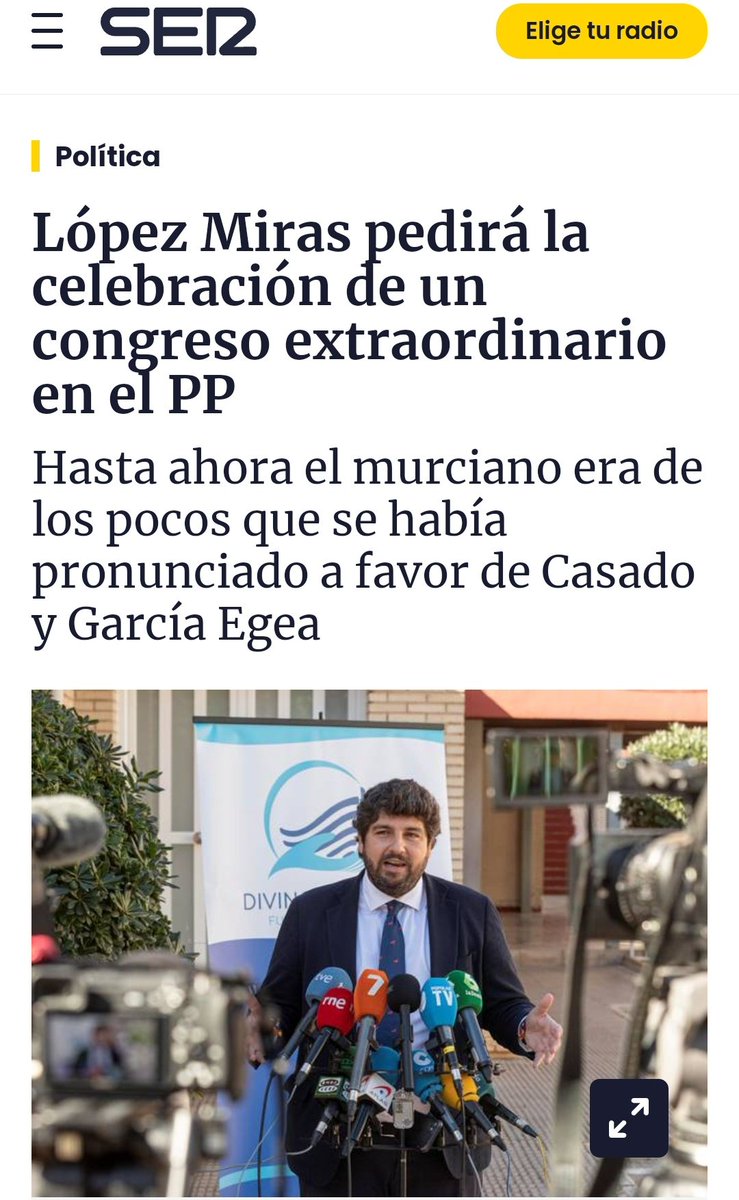 antonioh2003's tweet photo. #PPGate #PPCrisis
López Miras pedirá la celebración de un congreso extraordinario en el PP https://t.co/Fvg2em6wls vía @La_SER @JRuizMz @marielarubio https://t.co/E0RkLIzgIy