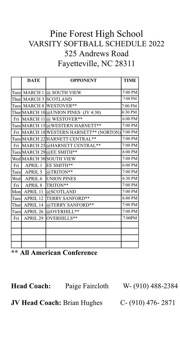 SoftballPF's tweet photo. 2022 Varsity/JV Schedule https://t.co/oyMCJKh6J8