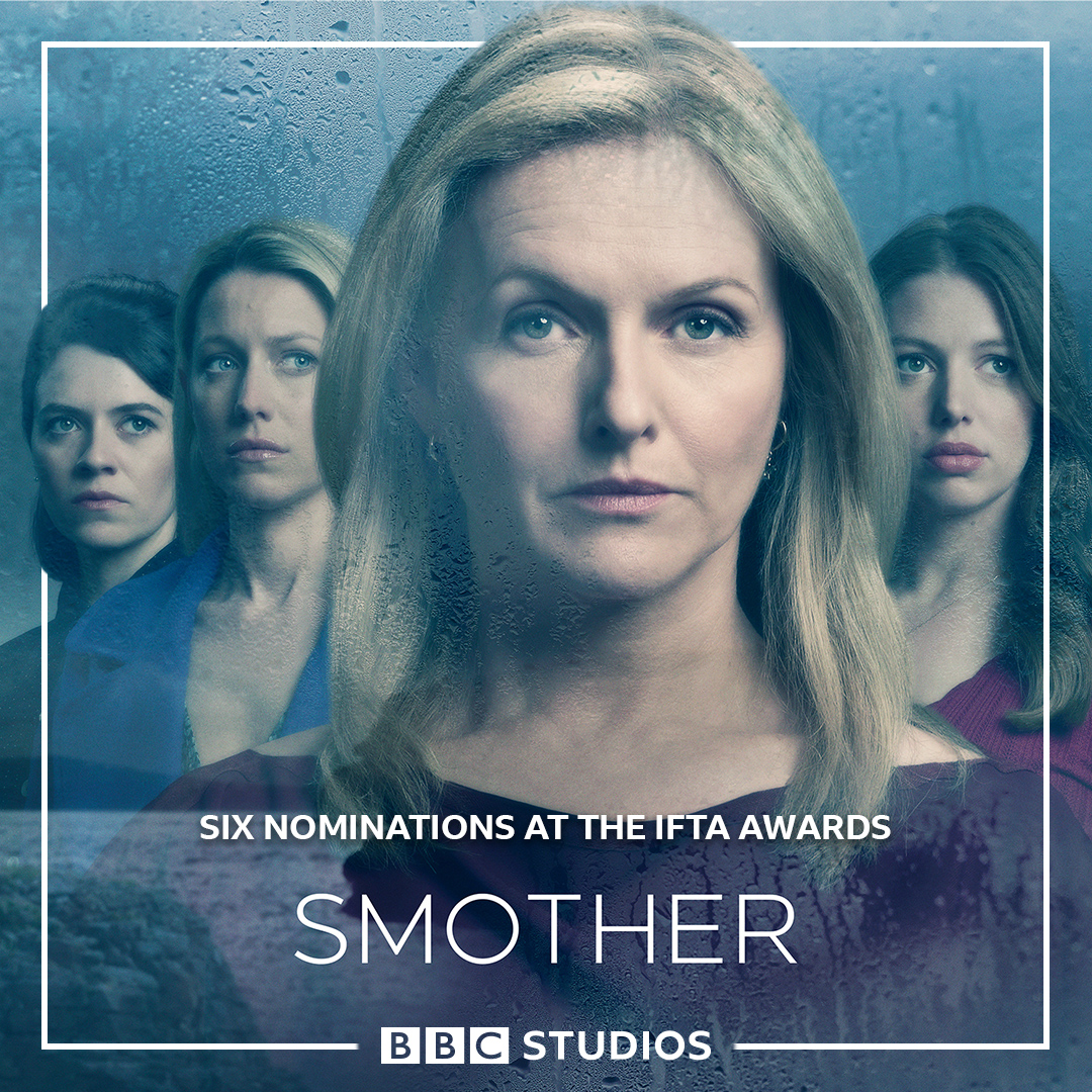 BBC Studios (@bbcstudios) on Twitter photo Six nominations for #Smother at the <a href="/IFTA/">Irish Film & Television Academy (IFTA)</a> Awards!
Congratulations to <a href="/DathaiKeane/">Dathaí Keane</a>, @IAmKateORiordan, #DervlaKirwan, #JustineMitchell, #AndrewKirwan and the teams at BBC Studios Drama Productions & @TreasureEnt. Six nominations for #Smother at the <a href="/IFTA/">Irish Film & Television Academy (IFTA)</a> Awards!
Congratulations to <a href="/DathaiKeane/">Dathaí Keane</a>, @IAmKateORiordan, #DervlaKirwan, #JustineMitchell, #AndrewKirwan and the teams at BBC Studios Drama Productions & @TreasureEnt.
