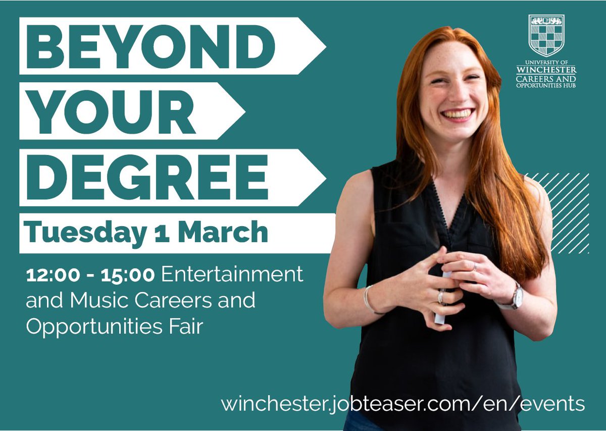 _UoWcareers's tweet photo. This time next week, join us at the West Downs Centre with over 20 employers and organisations from the Entertainment and Music industries, as part of the Entertainment and Music Careers and Opportunities Fair 👉https://t.co/339gyNfLhk #BYD2022 https://t.co/QwaAd9x9nT
