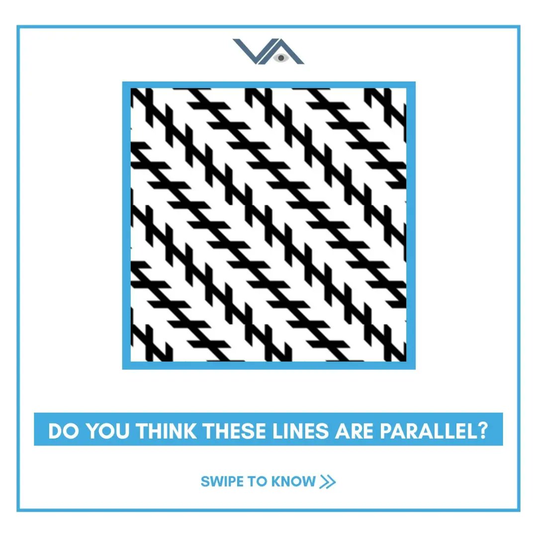 visualaidscntr's tweet photo. The Zöllner illusion is a classic optical illusion with a pattern surrounding parallel lines.

The brain adjusts the angles on the transverse lines to create the illusion that the longer lines are slanted.

Did you fall for the illusion? Let us know!

#opticalillusion #eyesonyou https://t.co/bHPWFOvFsU