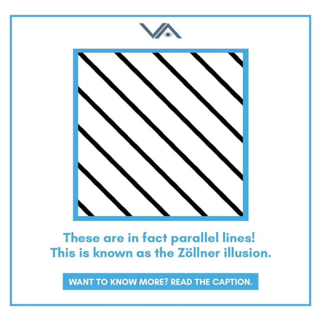 visualaidscntr's tweet photo. The Zöllner illusion is a classic optical illusion with a pattern surrounding parallel lines.

The brain adjusts the angles on the transverse lines to create the illusion that the longer lines are slanted.

Did you fall for the illusion? Let us know!

#opticalillusion #eyesonyou https://t.co/bHPWFOvFsU