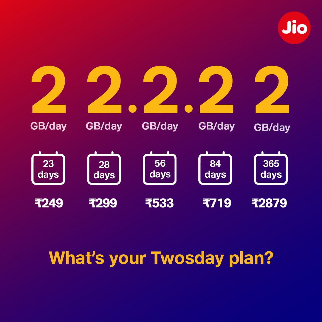 reliancejio's tweet photo. Don't wait for the next 22.2.22 😉 
Recharge now: https://t.co/5FYvFm7Hno

#PalindromeDay #Palindrome #Twosday #JioTogether https://t.co/lynexOp57B