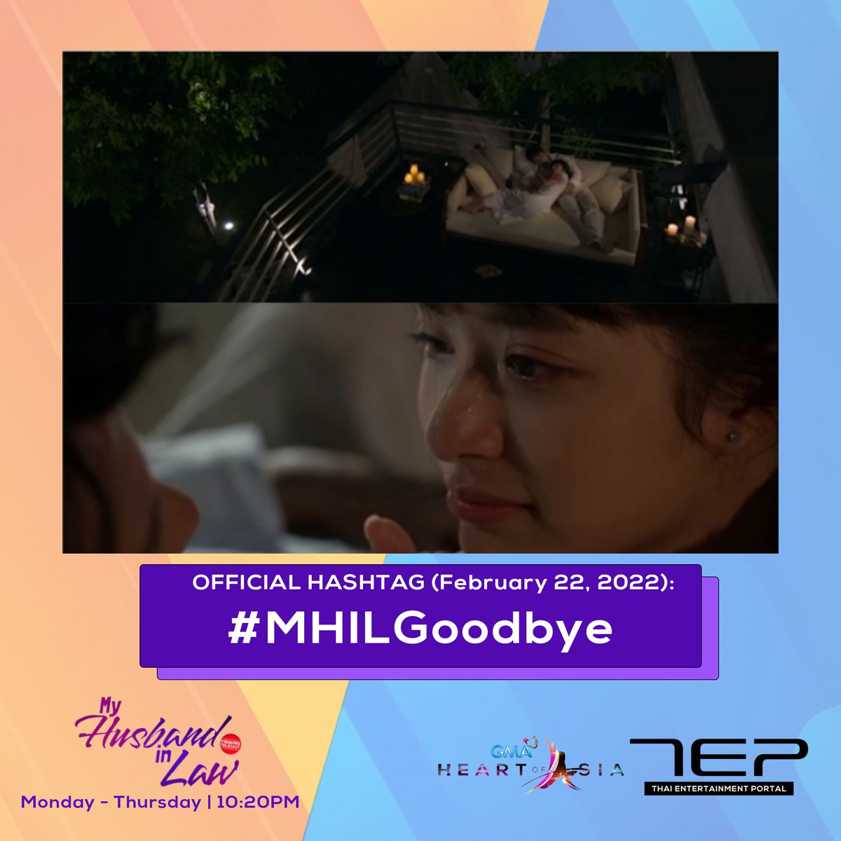 _TEPofficial's tweet photo. Ito na nga ba ang huling pagkikita nila Tien at Moi? Dito na ba magtatapos ang kanilang love story? 😞

OFFICIAL HASHTAG: #MHILGoodbye 

My Husband In Law, Lunes hanggang Huwebes 10:20PM (PST) on GMA The Heart of Asia. @OfficialGMAHOA 

#MyHusbandInLaw
#TEP2022 https://t.co/ZLgF0j9ZsV