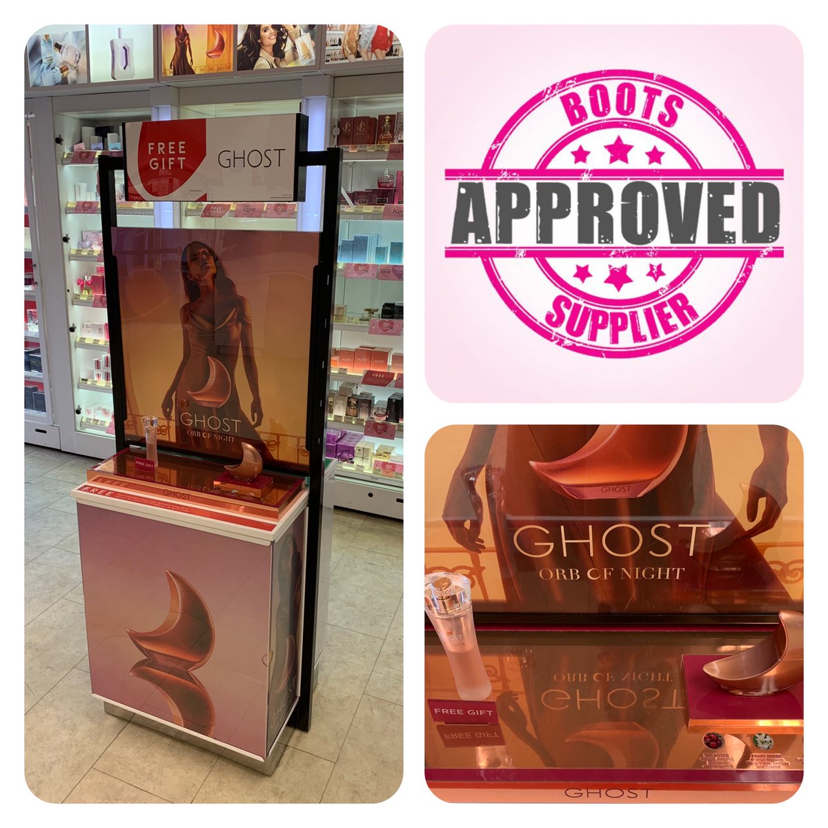 ColourationUK's tweet photo. 🌙 GHOST ‘ORB OF NIGHT’
We were delighted to design and produce these beautiful @ghostfragrances retail displays.  We are proud to be an approved supplier of @BootsUK Tods and other Boots in-store point of sale materials. https://t.co/sfa253bI6q
