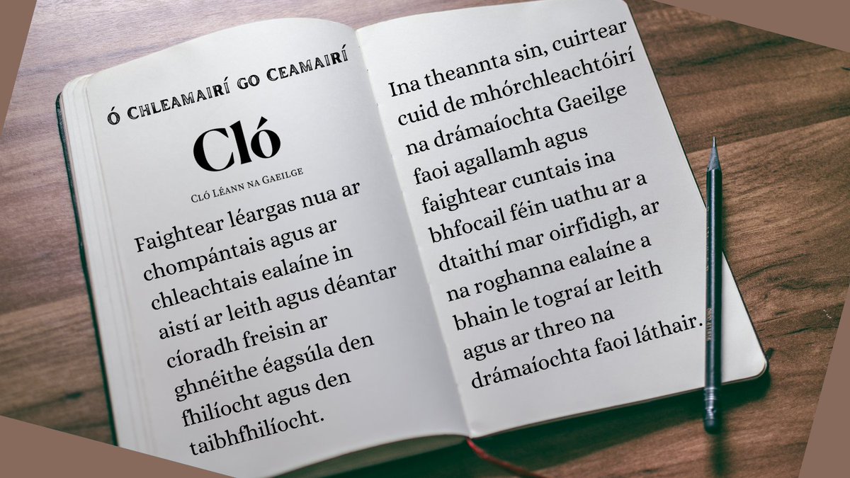 An bhfuil do chóip de leabhar nua @Clo_Leann faighte agat go fóill?

Ó Chleamairí go Ceamairí - Drámaíocht agus Taibhealaíona na Gaeilge faoi chaibidil
clo.ie/ga/leabhair/o-…

#LeabhraFeabhra #Gaeilge #drámaíocht #ealaíona #IrishArts #Irish #dráma #Éire #Ireland #Irish #leabhar