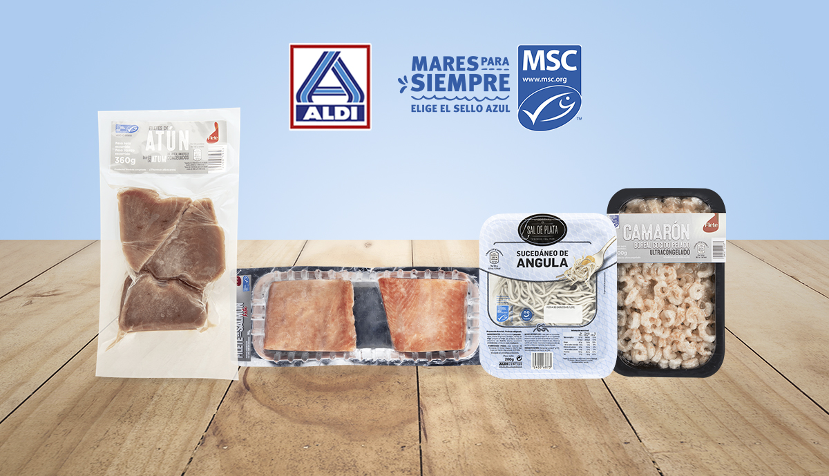 Aldi_es's tweet photo. Y tú, ¿sabes qué significa la etiqueta #MSC? 🤔 En #ALDI contamos con productos de #marcapropia con el sello azul de @MSCEcolabel que garantiza que los productos provienen de #pesca #sostenible certificada. 🎣 #CompromisoALDI #MaresParaSiempre #AzulinaConMSC https://t.co/supmVkEHpo