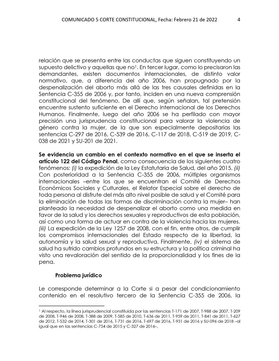 CConstitucional's tweet photo. #LaCorteInforma | Comunicado Oficial Sentencia C-055 de 2022 👉🏽

- Norma acusada: LEY 599 DE 2000 (art. 122).
ABORTO. Descripción típica de este delito. 

- Ponentes: Antonio José Lizarazo Ocampo y Alberto Rojas Ríos.

- Conjuez: Dr. Julio Andrés Ossa Santamaría. https://t.co/mEWTMme448