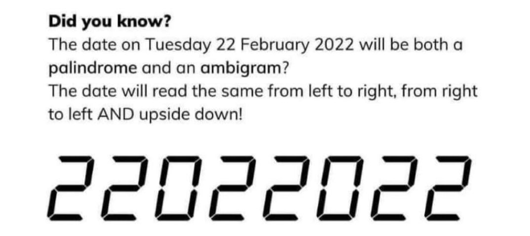 Today’s date is both a #palindrome &amp; #ambigram! It reads the same from  left to right, from right to left, AND upside down!