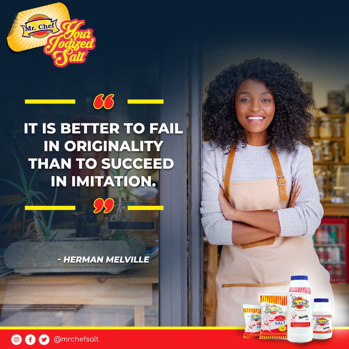 It is very important to always be original and not imitate people. 
Be your own person and trust your potentials. 

#MrChefSalt #MrChefSaltIsEverywhere