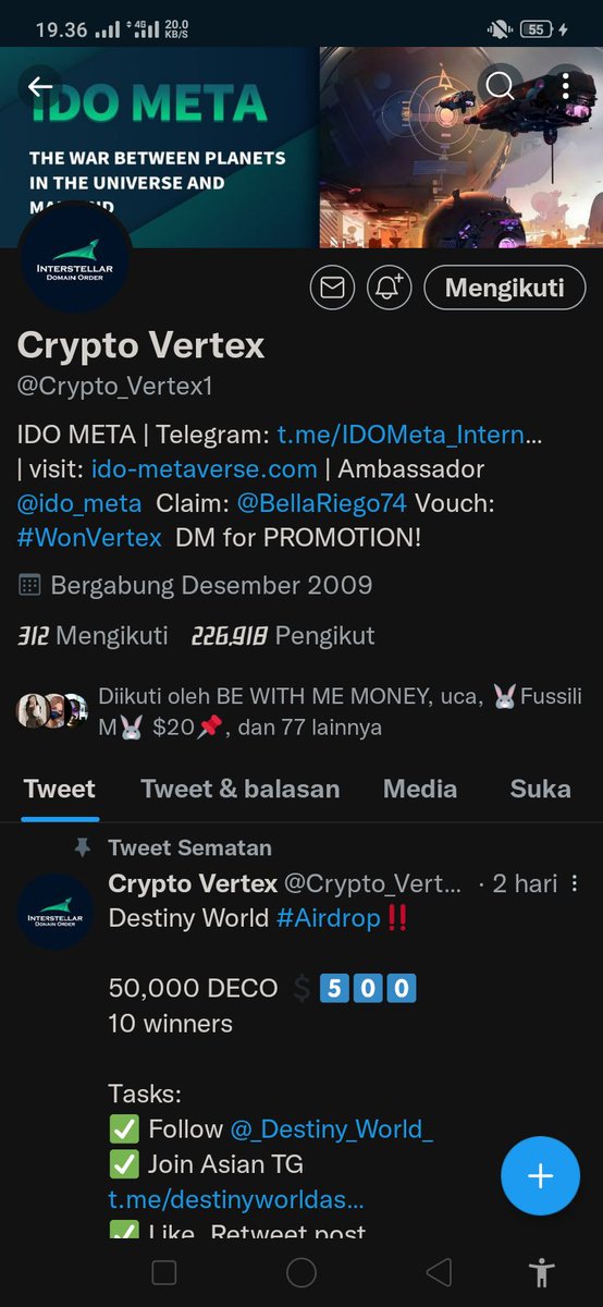 Inong745's tweet photo. @HwanniePromotes @Crypto_Vertex1 Done ✅ https://t.co/JSZyrdowI3