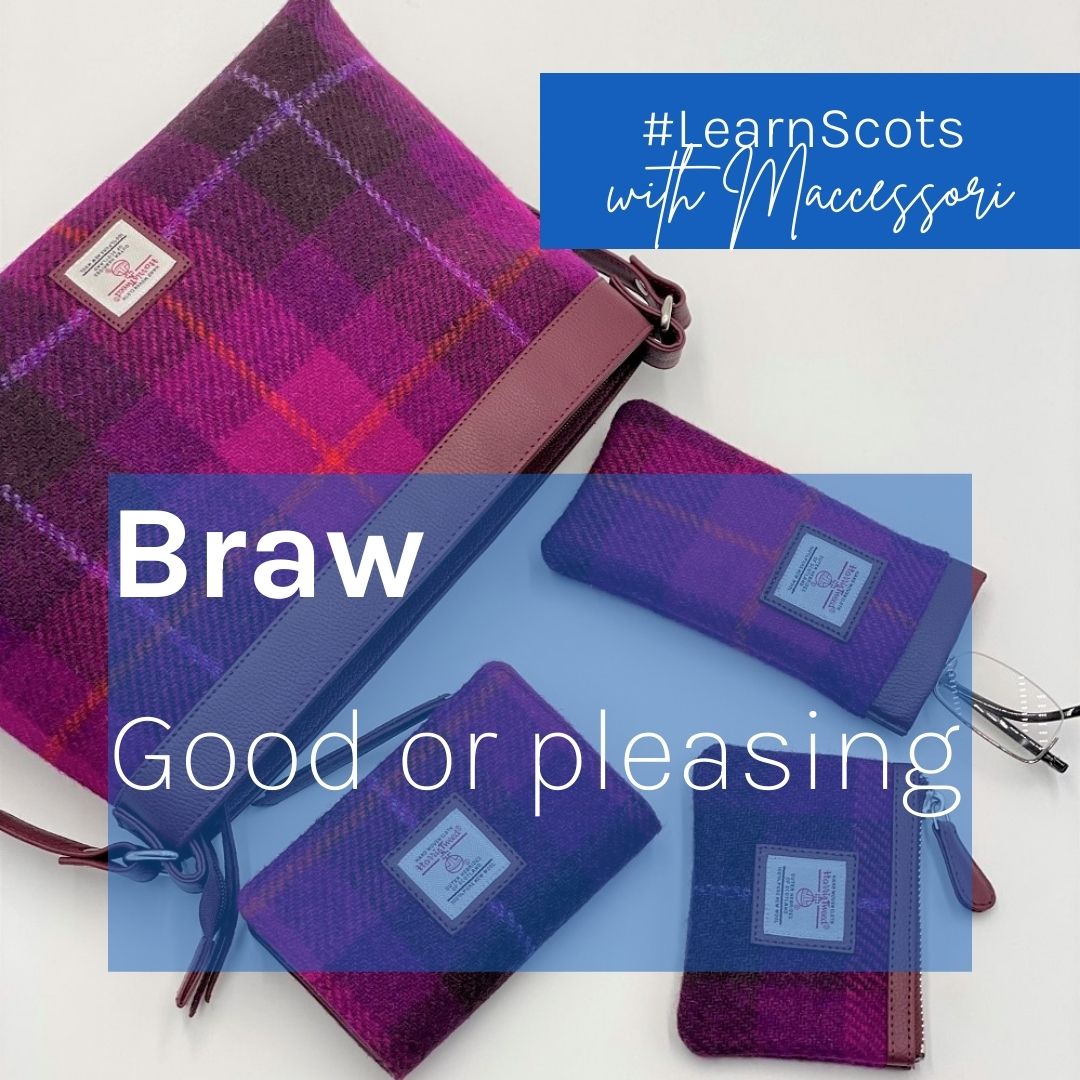 the_maccessori's tweet photo. We think our new purple tweed is BRAW!
Let us know what YOU think is braw.
#LearnScots #scotslanguage #scottish #LoveScotland https://t.co/mo3JyQfxWF