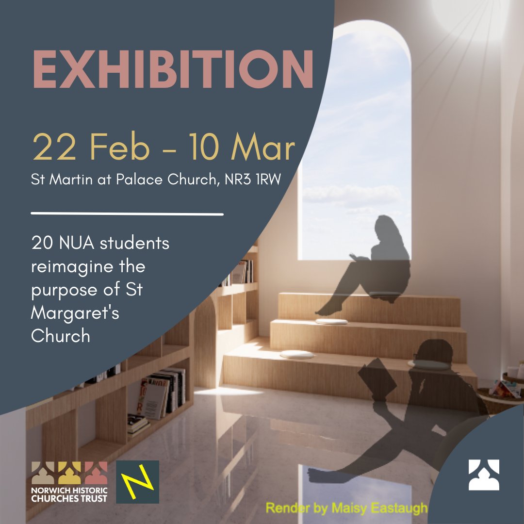 Could a church be used as a #hotel, a #museum or a #wholefoods? <a href="/NUAInteriorDes/">NUA Interior Design</a> students reimagine the purpose of St Margaret’s Church and breathe new life into this historic building.

Visit the #exhibition 22 Feb-10 Mar at St Martin at Palace Church, NR3 1RW. 

#WeAreNUA #art