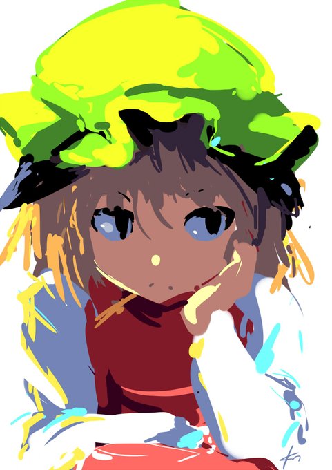 ビャーッとポスタリゼーションで描いた落書きの橙ちゃんがでてきました。(2015年) 