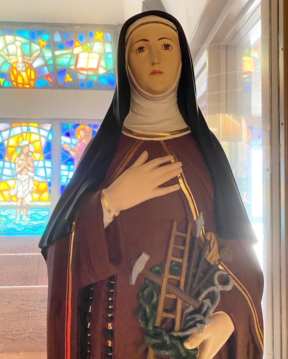 tonyatthetable's tweet photo. Statue of Saint Margaret of Cortona at her namesake church in #LittleFerryNJ. #FeastDay #AtTheTableWithTony @NwkArchdiocese @CardinalJWTobin https://t.co/cX9pXLIkjA
