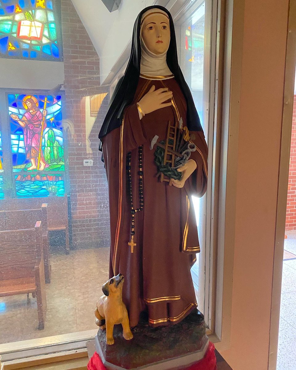 tonyatthetable's tweet photo. Statue of Saint Margaret of Cortona at her namesake church in #LittleFerryNJ. #FeastDay #AtTheTableWithTony @NwkArchdiocese @CardinalJWTobin https://t.co/cX9pXLIkjA