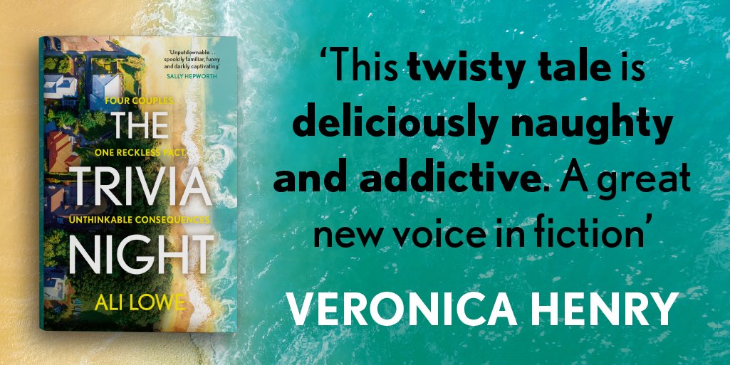 TheSohoAgencyUK's tweet photo. Happy publication day to @aliloweauthor, whose debut novel #TheTriviaNight is out now!
In The Trivia Night, four married couples make a pact to swap partners at a fundraising event. In the aftermath, marriages are tested and revenge turns fatal....
https://t.co/01Bhwpeola https://t.co/5ZHivkYXaP