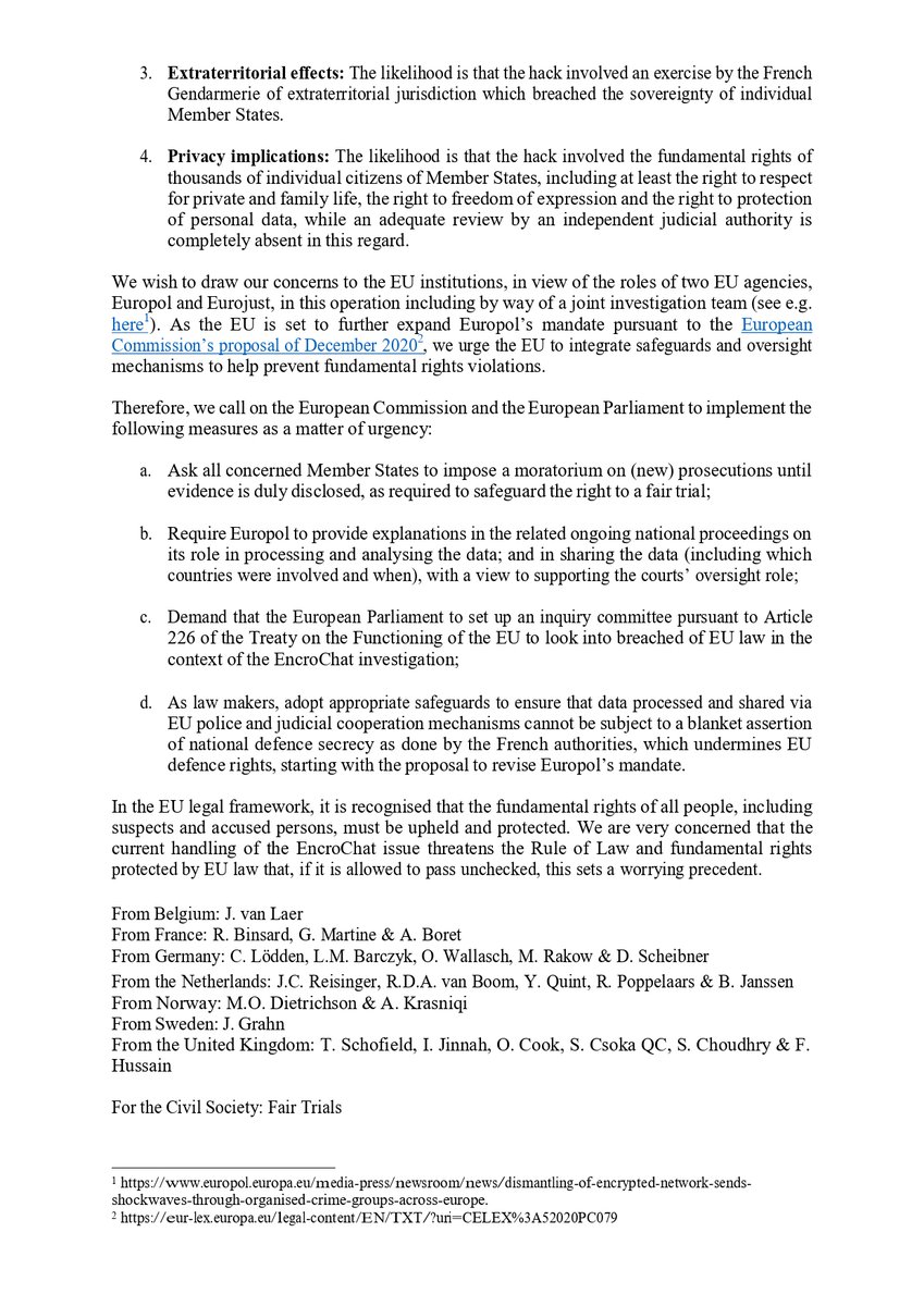 upsidedowntimes's tweet photo. @_TheRegister @TheRegister 
Please put the link to the letter in your tweets as some misguided numpties are saying it's to halt a trial. This relates to wholesale &amp; deliberate breaches of rights across Europe. #Encrochat is just an example of what's to come for everyone https://t.co/6XXEbgRQTb