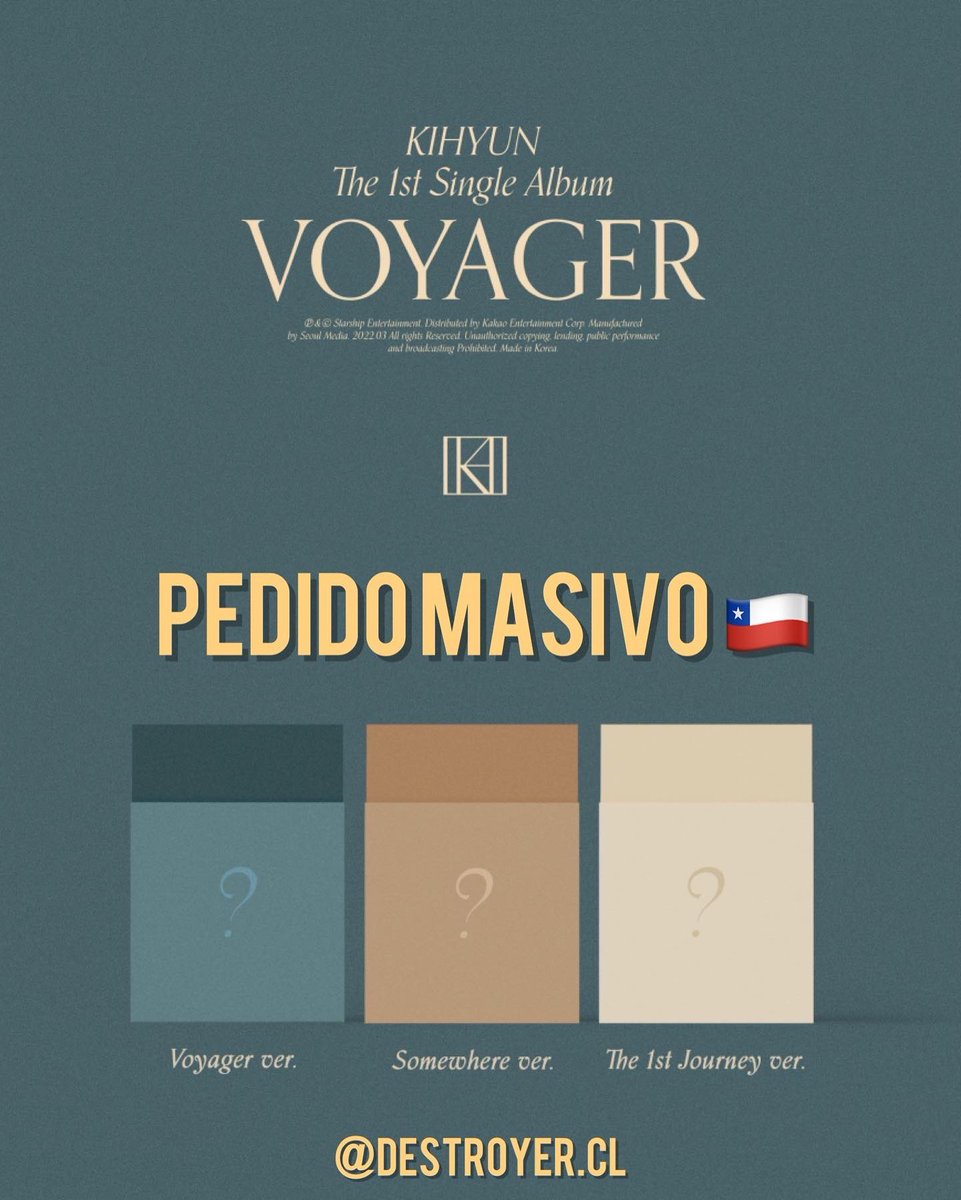 ClDestroyer's tweet photo. [RT] G.O 🇨🇱 Pedido Masivo #Kihyun #Voyager @OfficialMonstaX 
Chile/Latam 🍃💖
12.500ktown
14.500starship
Más info en Instagram y en el form 
https://t.co/juy0MEltCd https://t.co/WuSGBNdmzs