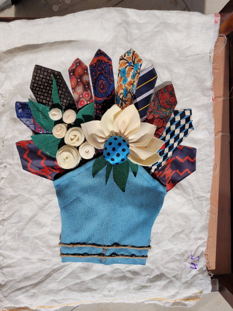 SatijaSameera's tweet photo. This is what we fo at 'Astitva' Created this wall art piece as 'Memory Sake' with ties and shirt for a daughter who lost her father.
#repurposed
#memorysake
#keepsakes
#memories https://t.co/UK0XqKJlNx
