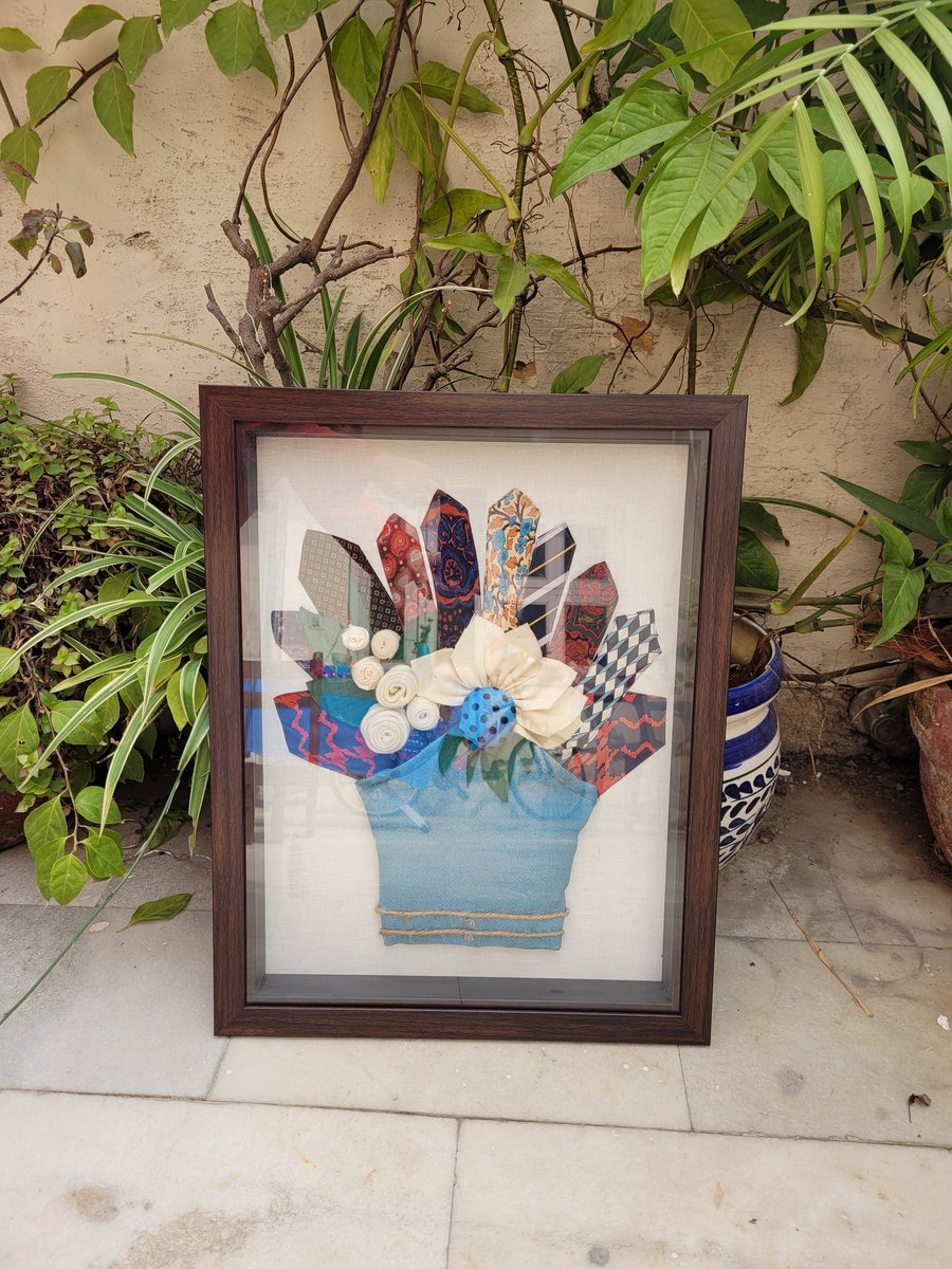 SatijaSameera's tweet photo. This is what we fo at 'Astitva' Created this wall art piece as 'Memory Sake' with ties and shirt for a daughter who lost her father.
#repurposed
#memorysake
#keepsakes
#memories https://t.co/UK0XqKJlNx