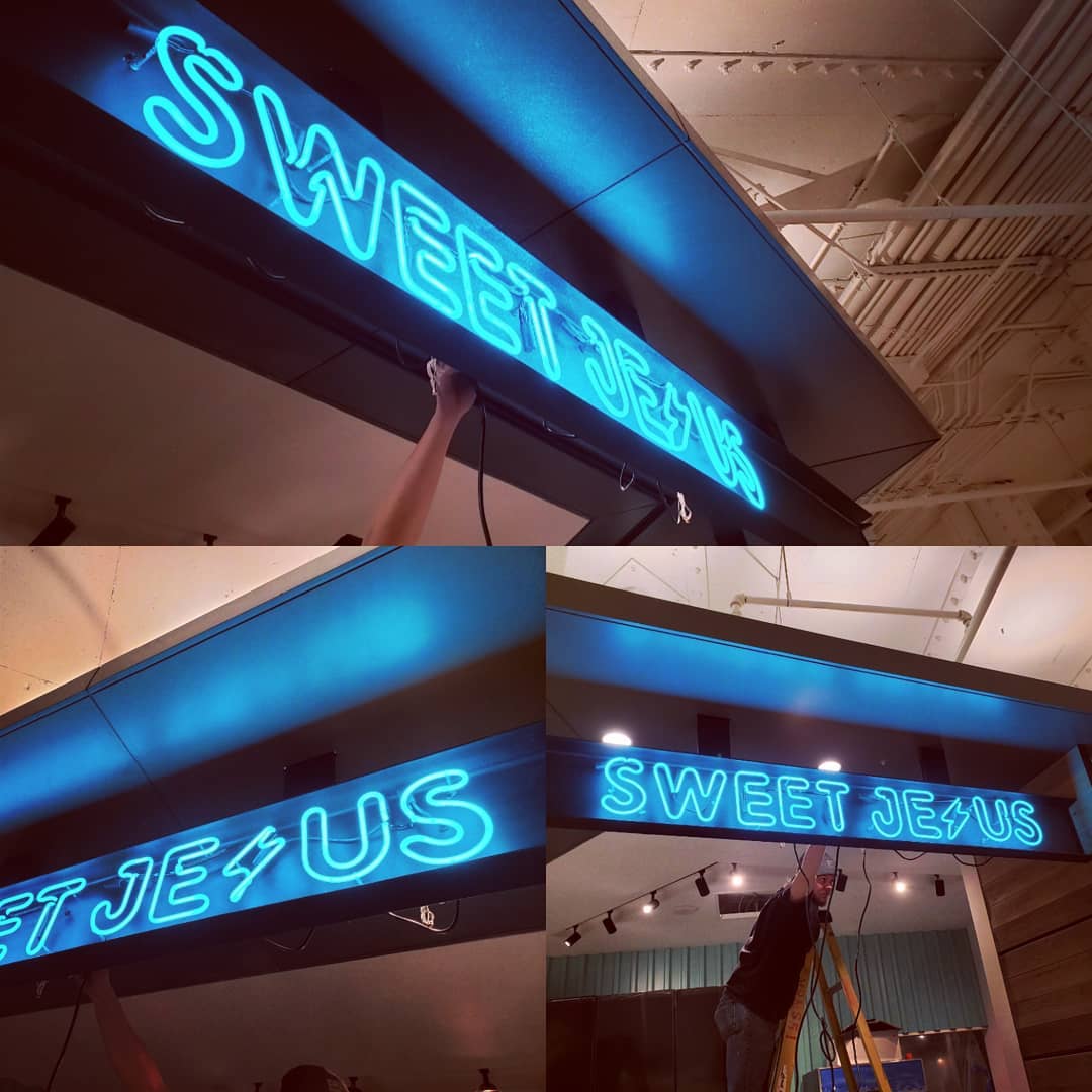 Check out this neon project for Sweet Jesus at Square One. Add some neon to your establishment!

Our creative team can help you with a design that looks amazing.

Call Lovett Signs at 855.614.7446 for a quote.
bit.ly/3cMJC02

#signage #signart #signagedesign #neonsignage