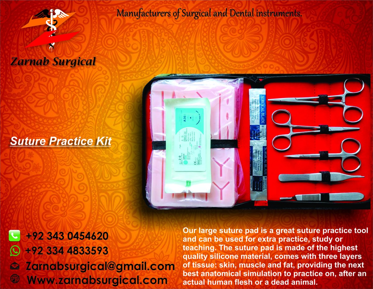 zarnab_surgical's tweet photo. *Suture Practice Kit*
Our reusable and durable suture kit is comprised of 3 non-toxic silicone layers, demonstrating the skin, subcutaneous fat and muscles,
#PMStudentsWantExactDate #Moscow #Germany #suturekit #practicekit #dissection https://t.co/vFYVyS3B1J