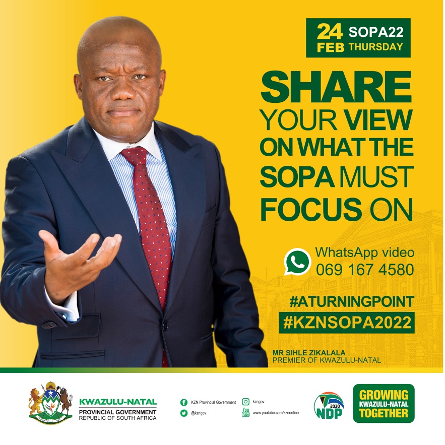 ecr9495's tweet photo. KwaZulu-Natal Premier Sihle Zikalala will deliver his State of the Province Address (SOPA) at the sitting of the Sixth Provincial Legislature on Thursday, 24 February 2022, at the Royal Show Grounds in Pietermaritzburg at 10:00.
#ATURNINGPOINT #KZNSOPA2022 cc @KZNGOV https://t.co/vbNde43t5c