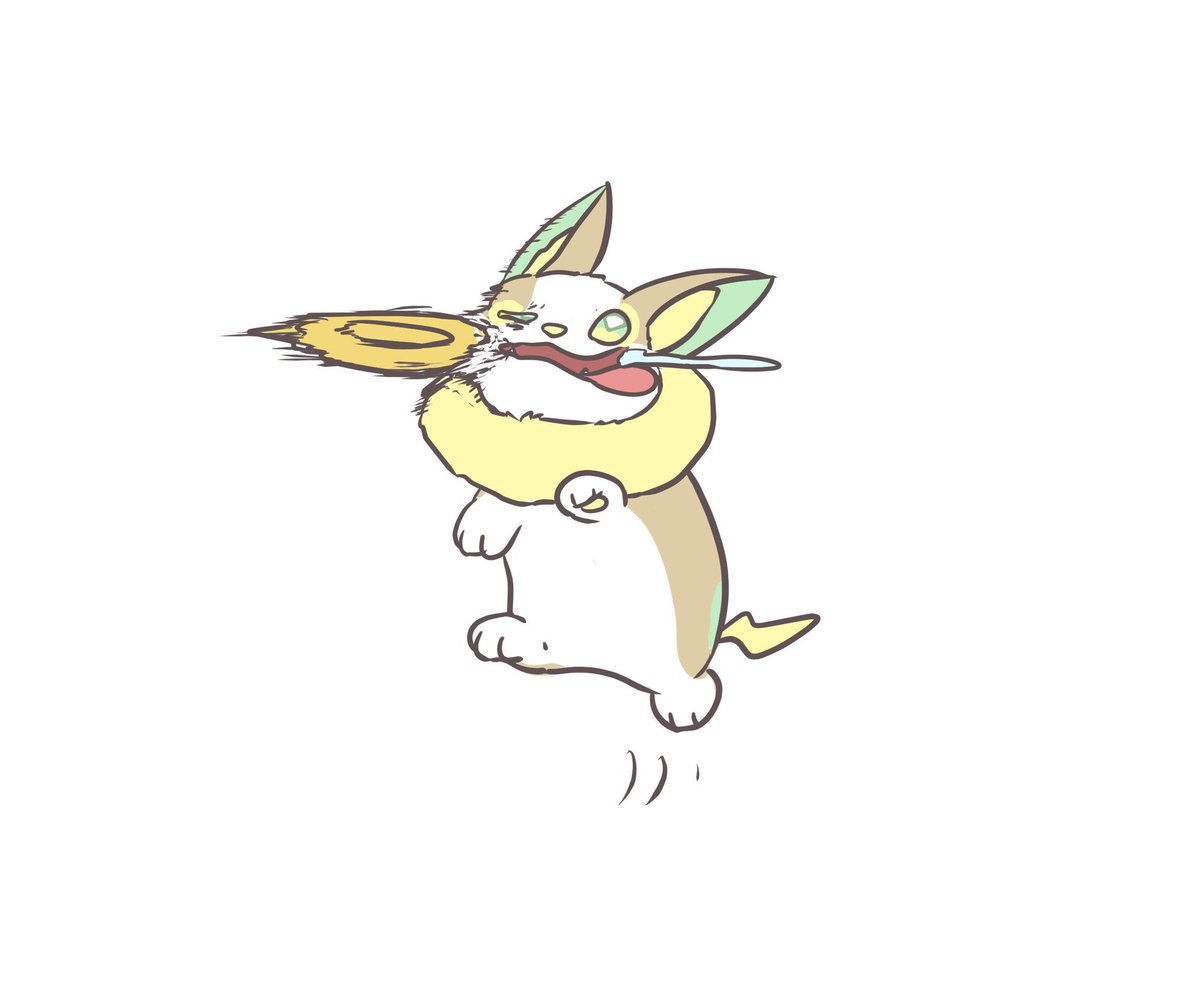yamper pokemon (creature) no humans white background tongue open mouth green eyes simple background  illustration images