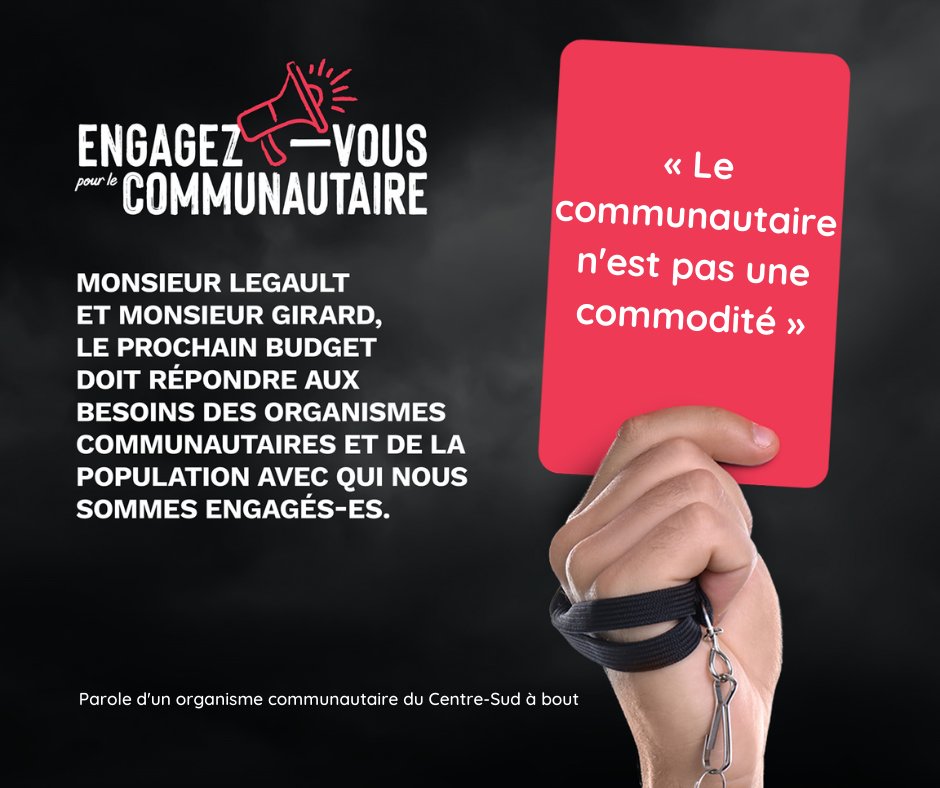 cdccentresud's tweet photo. 🟥 CARTON ROUGE POUR LA CAQ 🟥
Lisez les cartons rouges de nos organismes communautaires engagés à nos côtés dans la campagne Engagez-vous pour le communautaire! ✊ 

#EngagezvousACA #PolQc #ACA https://t.co/ACG8D916VY