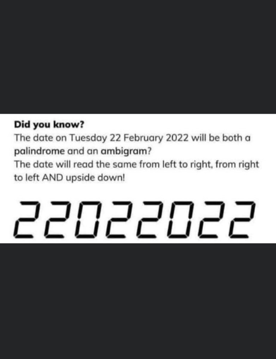 rachelzed1's tweet photo. Today’s date, 22022022, is a both a palindrome and an ambigram! https://t.co/RsT7l0vANc