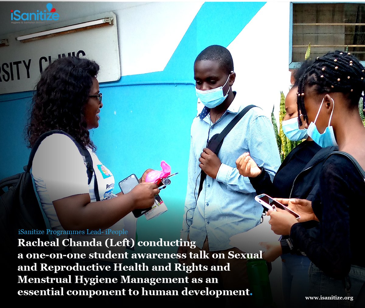 Racheal Chanda conducting a one-on-one student awareness talk on Sexual and Reproductive Health and Rights and MHM.
.
.
.
#MHM #SRHR #WASH
.
#iSanitize #PeriodPower #MenstrualHygiene #Women
#PeriodTalk #EndPeriodPoverty #PeriodPoverty #Feminism #PeriodCramps #GirlPower
