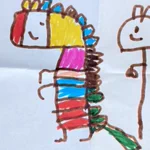 息子が描いた恐竜を？忠実に刺繍にしてみた!