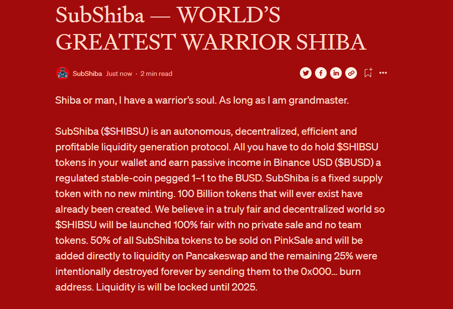 subshibainu's tweet photo. #SHIBSU 🥷 now on medium🎉 Follow our @Medium: https://t.co/HBSRulpzwE and read our latest article to learn more..

https://t.co/HnCJa45bIu

#medium #article #subshiba #shiba #pinksale #floki https://t.co/NkXim03zF8
