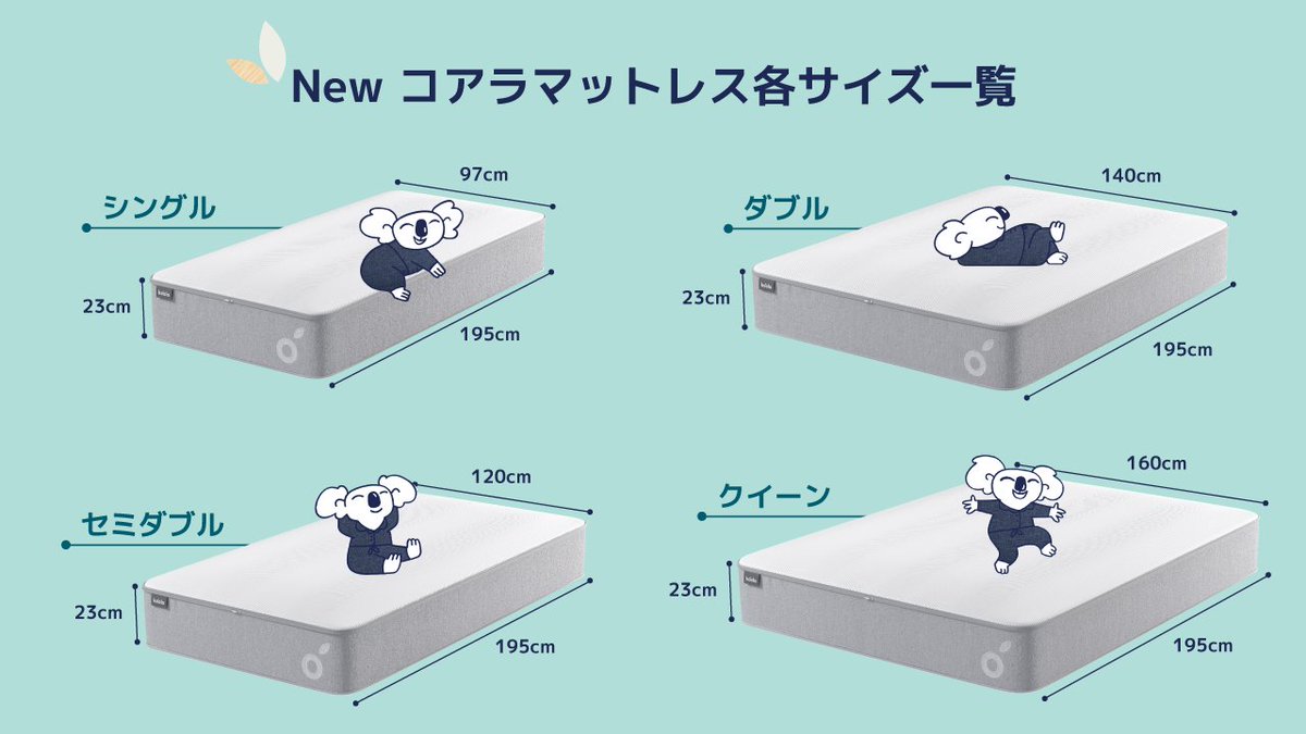 New コアラマットレスの各サイズの大きさをチェック✓ 購入を検討して 