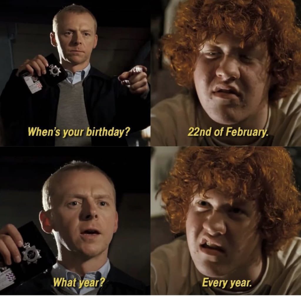 TheGeekForce's tweet photo. This never gets old (although obviously the underage drinker does). Happy Birthday curly ginger haired underage drinker!
#simonpegg #edgarwright #nickfrost #rorylowings #gingerkid #cornettotrilogy #hotfuzz #22ndfebruary2022 #22feb #nicholasangel #spaced https://t.co/ueam32MCqG