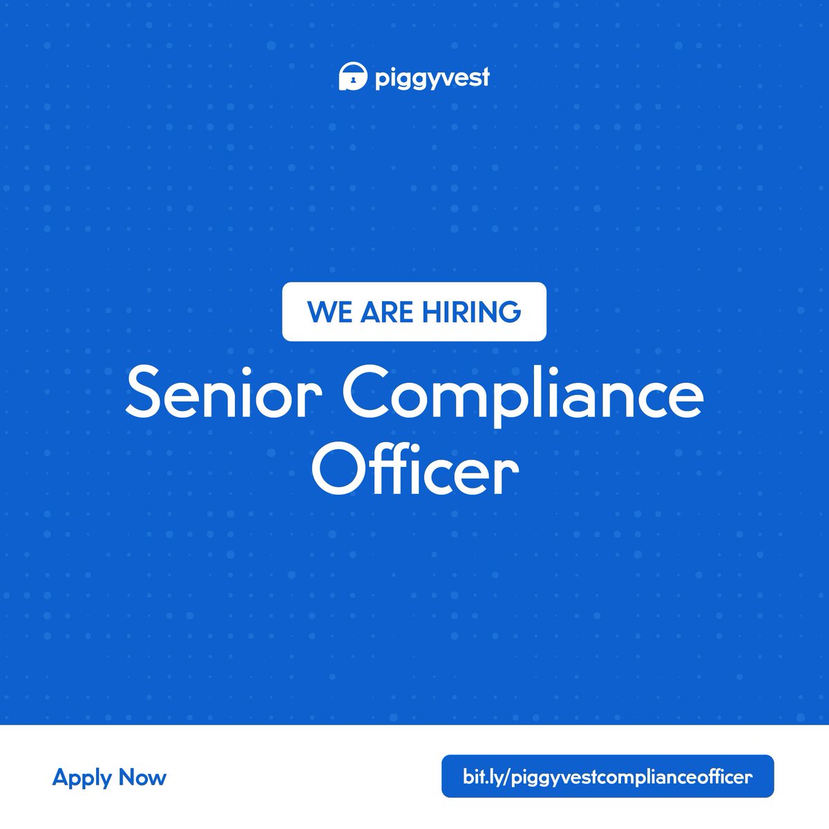 piggyvest's tweet photo. Piggyvest is hiring new members to join the team!

We are recruiting for the following roles:
• Senior Compliance Officer
• Risk and Research Analyst
• Senior Treasury Executive

Do any of these sound like you? Click the link to apply. 💙

https://t.co/4jPsNtKNPg https://t.co/pirjgn140y