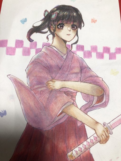 たのいち＠島田圭さんがTwitterに投稿した栗花落カナヲ(鬼滅の刃)のイラスト。