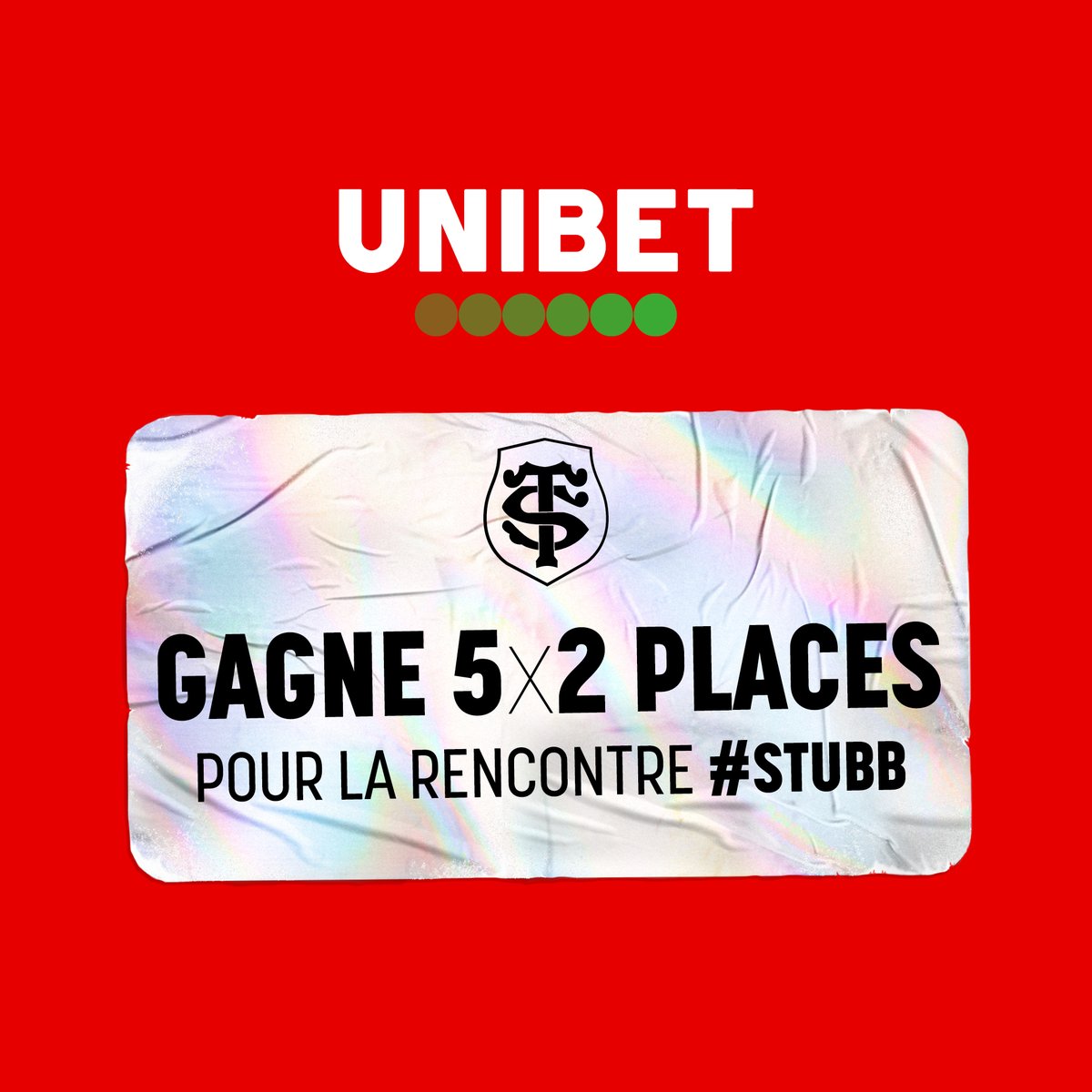 StadeToulousain's tweet photo. 🚨 Dimanche, c'est le 𝗱𝗲𝗿𝗯𝘆 𝗱𝗲 𝗹𝗮 𝗚𝗮𝗿𝗼𝗻𝗻𝗲 🎟️

🎁 Remporte 5*2 places pour #STUBB grâce à Unibet 🍀

- 𝐑𝐓 🔁
- 𝐅𝐨𝐥𝐥𝐨𝐰 @UnibetFrance 👈

🗣️ Les gagnants seront annoncés ce mercredi, à 18h, bonne chance !