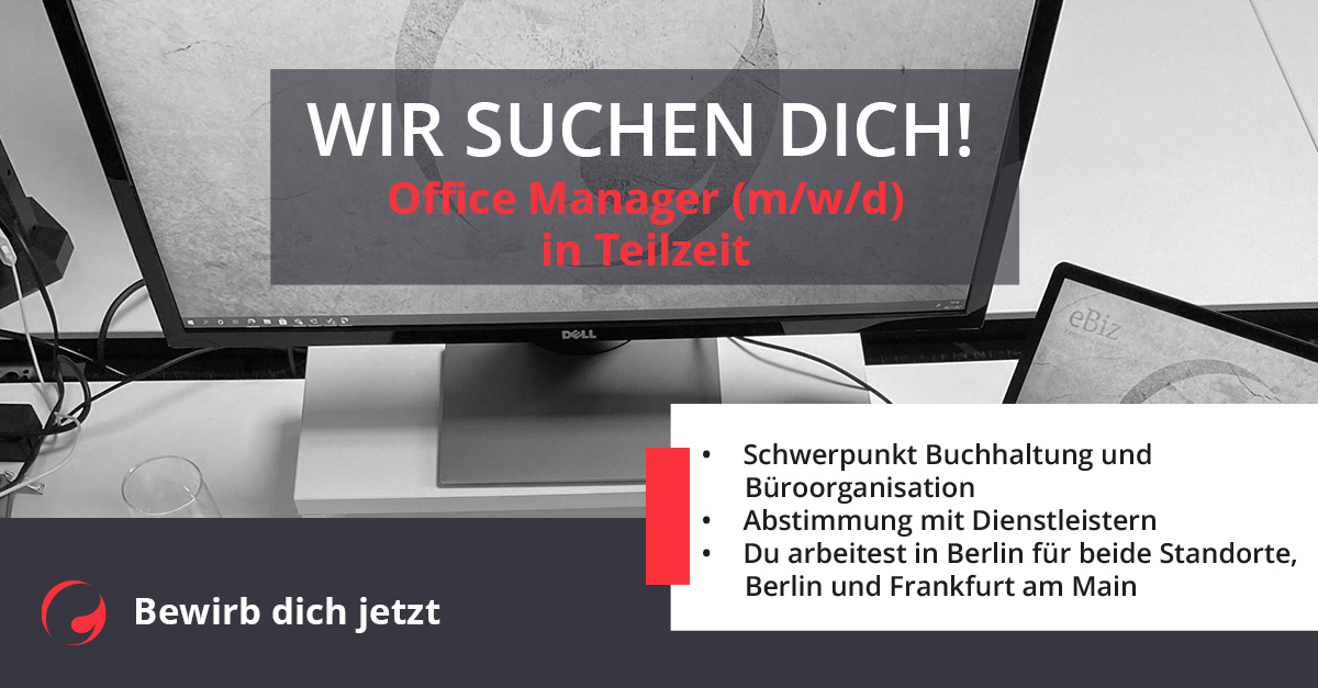 ebizcon's tweet photo. Für unseren Standort in Berlin suchen wir dich als Office Manager (m/w/d) in Teilzeit.

Schwerpunkt Buchhaltung und Büroorganisation.

Du fühlst dich angesprochen? Gleich bewerben: https://t.co/DhQc1olENs

#ebizconsulting #wirstellenein #backoffice #buchhaltung #teilzeit https://t.co/2whm52Hv4V
