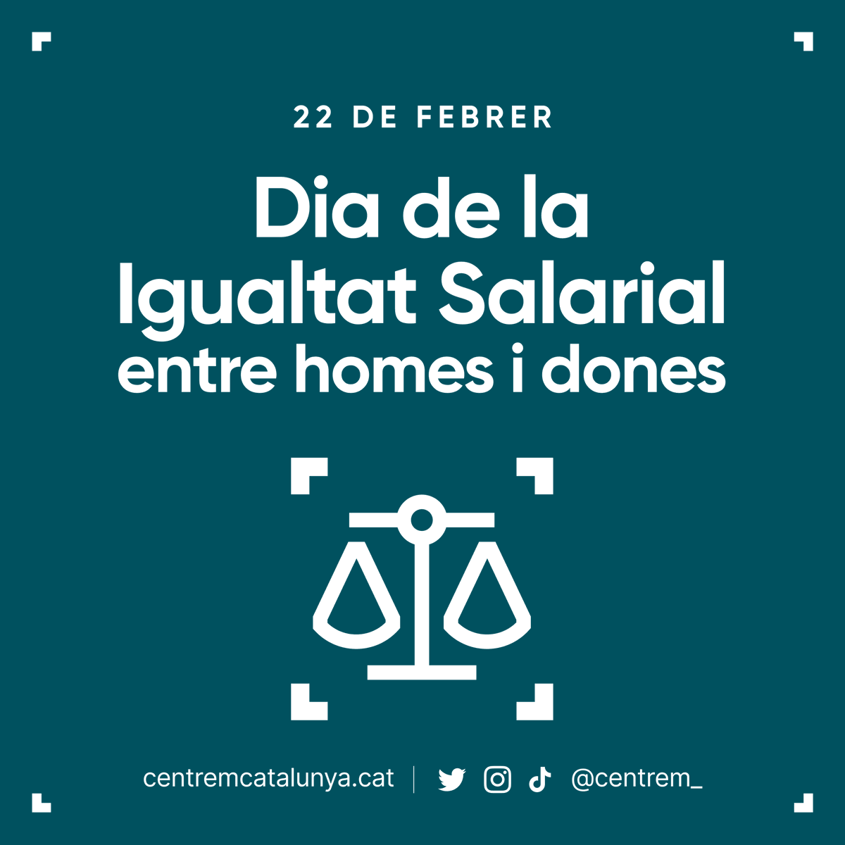 Centrem_'s tweet image. 🔵 Mateixa feina, mateixa responsabilitat, mateixos drets, mateix sou!

📣 Defensem la igualtat salarial real entre homes i dones, #CentremCatalunya.

#22deFebrer #DiaDeLaIgualtatSalarial