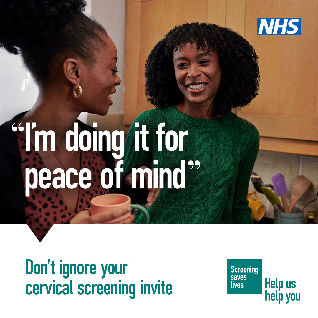 Two women die every day from cervical cancer in England, yet getting your cervical screening can help stop cancer before it starts. 

So encourage those you love to have their screening if they are overdue a test.

 For more information visit nhs.uk/cervicalscreen…