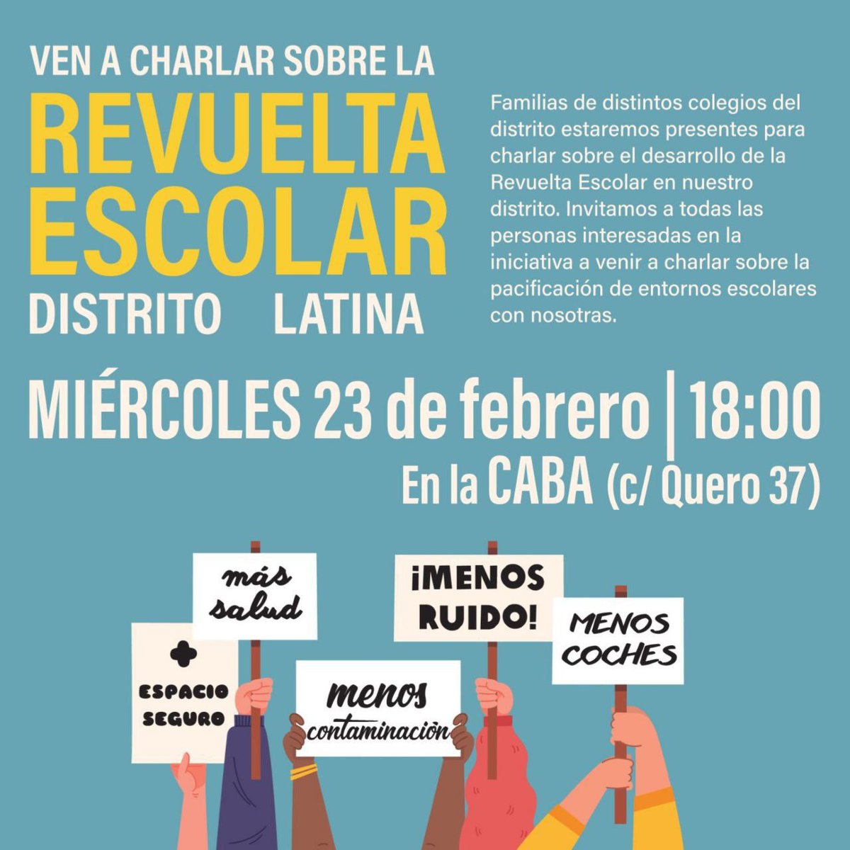 Ven a charlar sobre la revuelta escolae