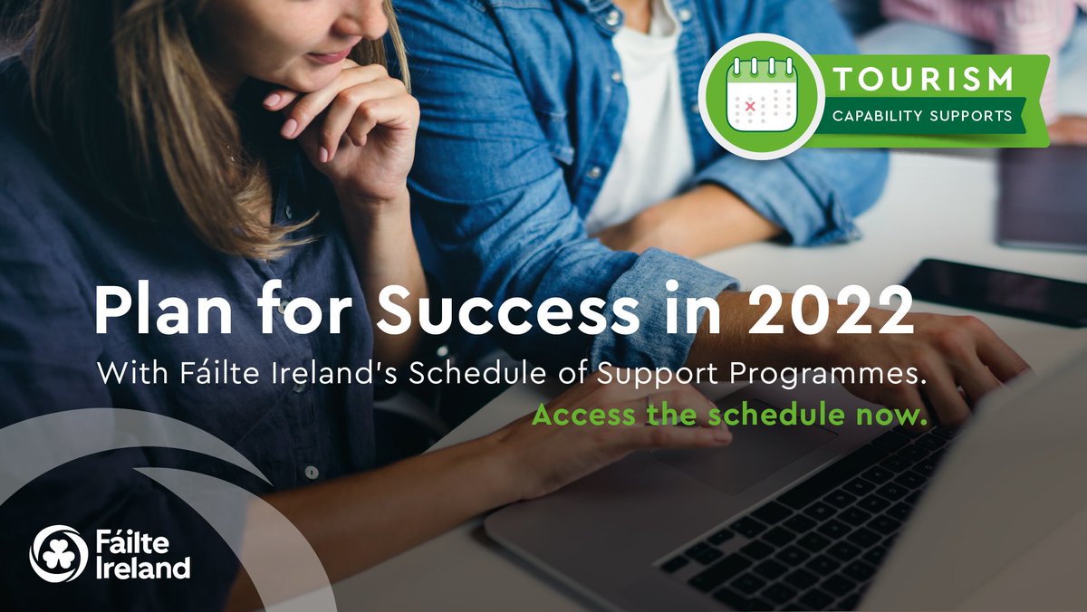 Failte_Ireland's tweet photo. . @Failte_Ireland's new schedule of Tourism Capability Supports for 2022 includes webinars &amp; workshops on finance, sales &amp; marketing, revenue generation, digital skills, climate action &amp; HR and people management. Access the schedule now 👉https://t.co/dt15BF84rw

#TourismRecovery https://t.co/LtBG0pSILi