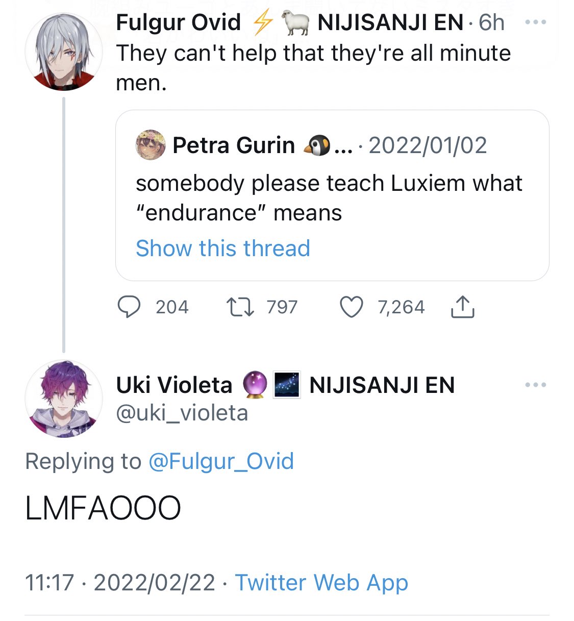 のり Nori 誰かluxiemに我慢の意味を教えてあげて 無理だな 彼らは全員早漏 1分以内男 だ に対する多種多様な反応 草 口が悪いぞ 俺はもっと早い 1分 ミニット 男 ってなに ミニッツメイドが好きな男のことです