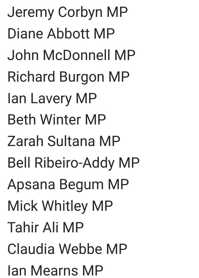 List of MP’s who signed the Stop The War Coalition’s statement blaming NATO for Russian aggression. They should now be removed from parliament.