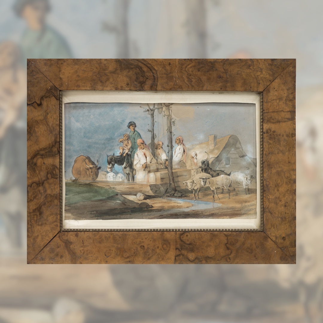 artantique1's tweet photo. ◈Аукционный дом №1 приглашает Вас на #Аукцион №83!
Начало 24 февраля в 15:00 по адресу Хамовнический вал, 10 и онлайн

Рыбинский В.Ф. (1826—?)
У колодца
Россия, 1860 год. Картон, акварель, карандаш. 17 Х 25,5 см. 

Эстимейт: 28,000 — 35,000

Подробнее - https://t.co/HNkQVIWIvf https://t.co/Fq3doz86jS